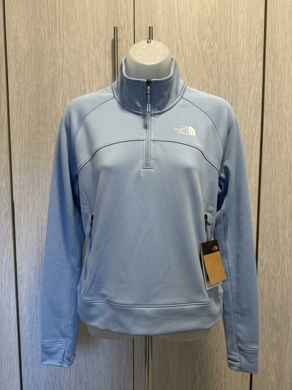 The North Face "Pioneer Peak" Double-Knit 1/4 -Zip Fleece in Steel Blue, Size M